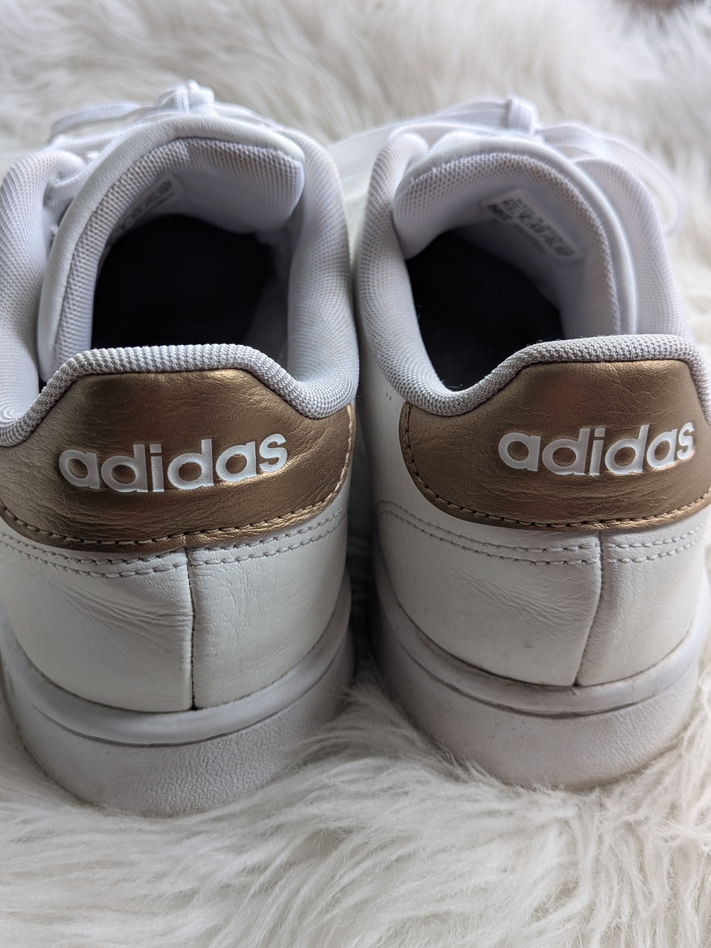 adidas White Low-Top Sneakers with Metallic Gold Heel